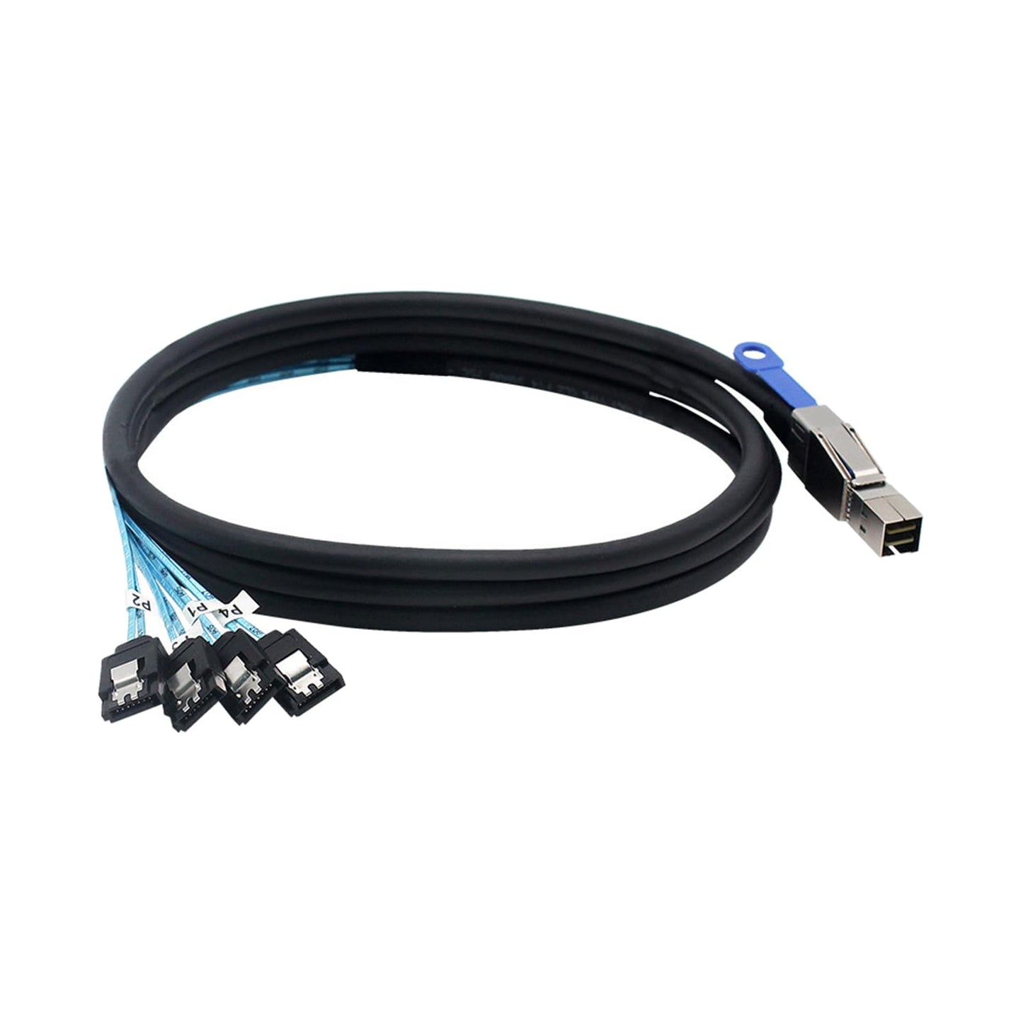 Heretom SFF-8644 to 4 Sata 7 Pin Cable, External Mini SAS HD SFF-8644 to 4 Port SATA Cable, Hard Disk Data Server Raid Cable 1 Meter 3.2 FT