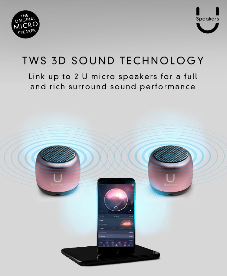 Fashionit U Micro Bluetooth Speaker | Coin-Sized Speakers Bluetooth Wireless with Built-in Mic & Remote Shutter | Portable Rich Sound for Travel