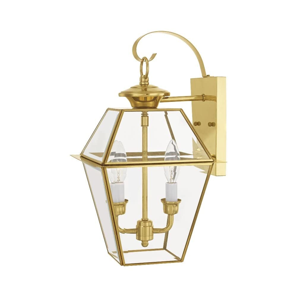 Livex Lighting 2281-01 Westover 2-Light Outdoor Wall Lantern, Antique Brass, 18" x 11" x 11.8"
