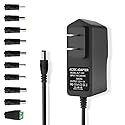 12V 1A 12W DC Power Supply Adapter, AC 100-240V 50-60Hz to DC 12 Volt 1 Amp, Power Cord with 【5.5 x 2.5mm Barrel Jack】 & 10 Tips