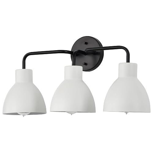 Nuvo 60/6786 3-Light Sloan Vanity Fixture, Matte Black Finish with White Shade