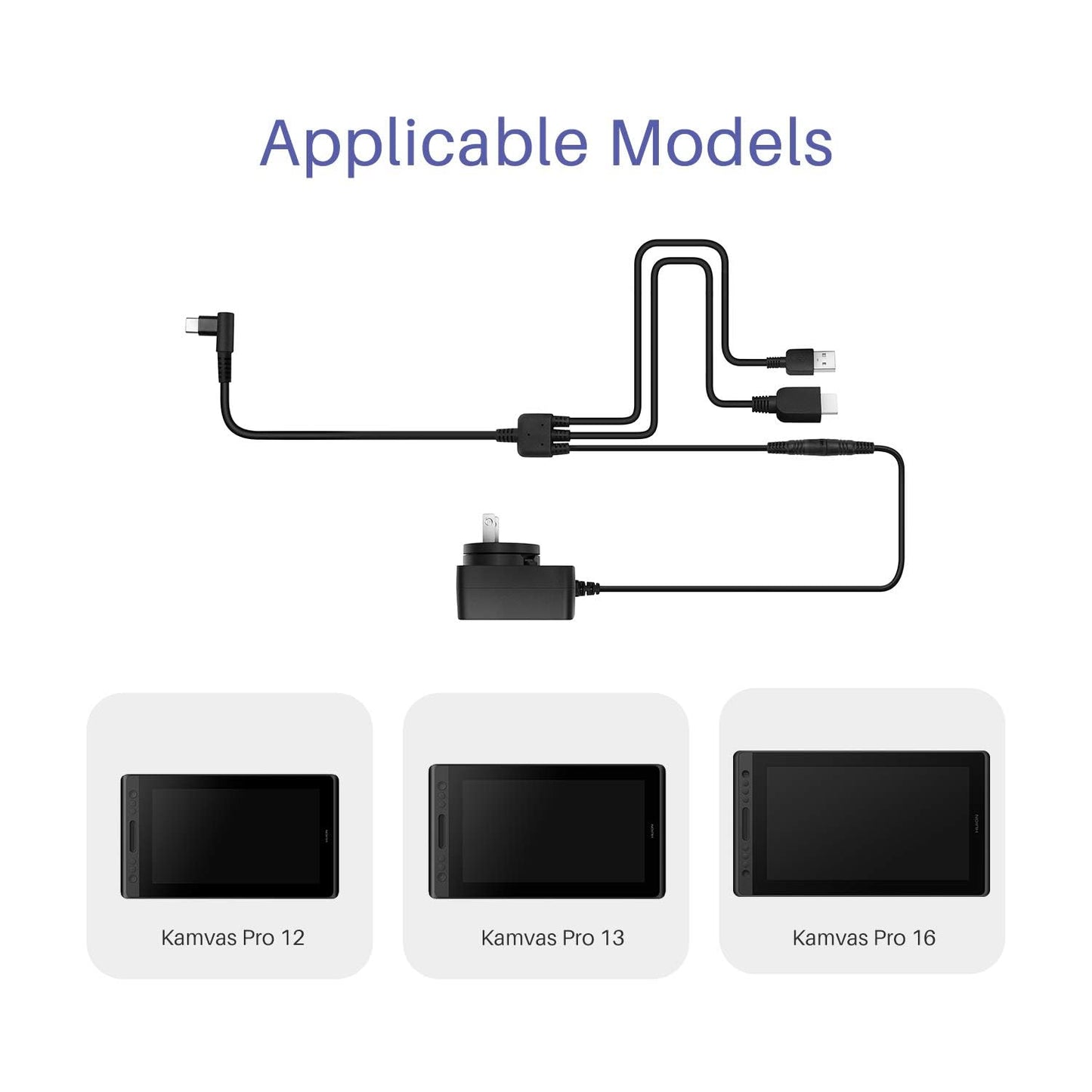 TALTAW 3 in1 HDMI Cable for Huion Graphics Drawing Tablet Kamvas Pro 16 Pro 13 Pro 12 (CB01)
