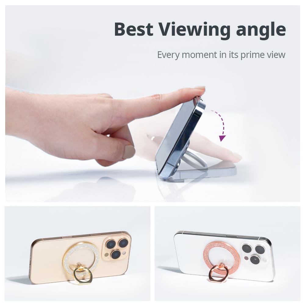 iRing Magnetic Phone Ring Holder for MagSafe, 360° Rotation Finger Grip Stand Compatible with iPhone 17/16/15/14/13/12 - Strong Magnetic Grip, iRing
