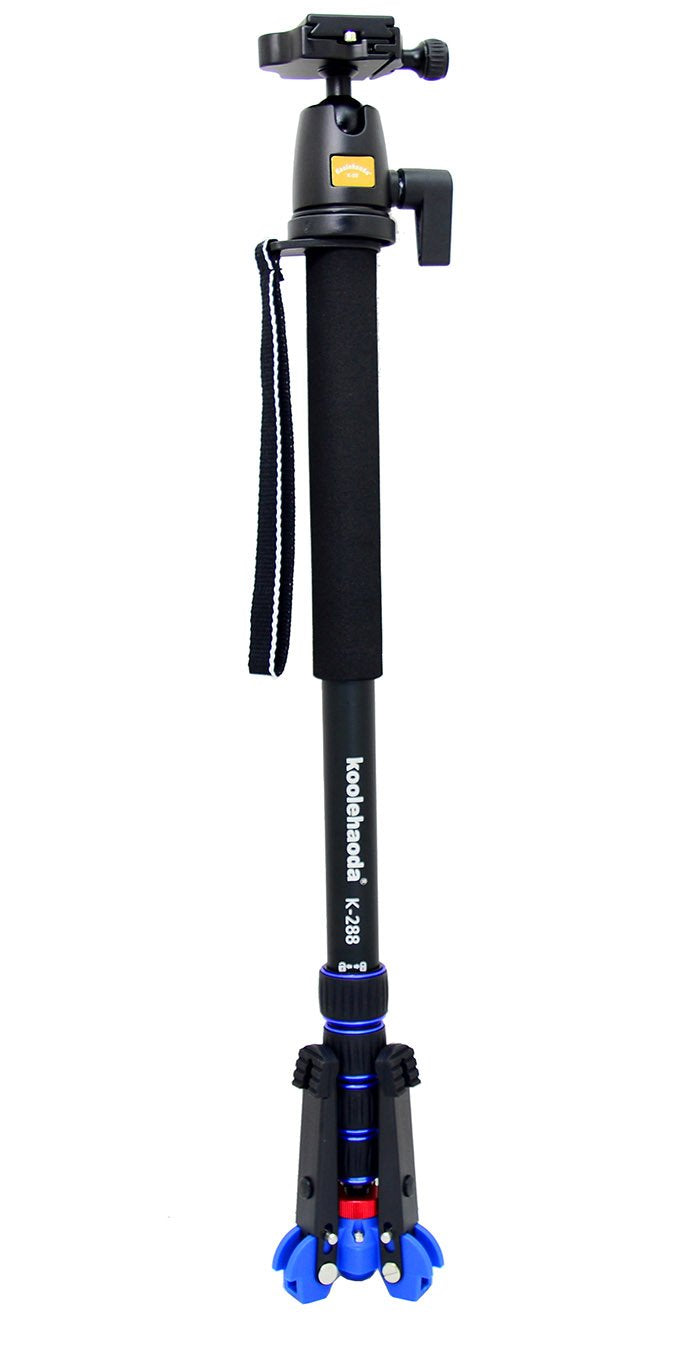 koolehaoda Camera Aluminum Monopod with Three Feet Stand Support Base & K-09 Ballhead for Camera. Extended Max Height: 69-inch.
