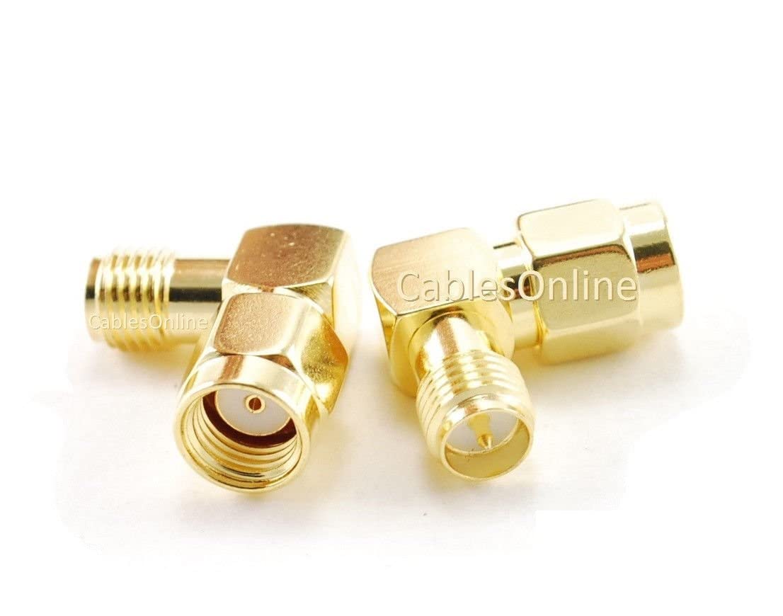 CablesOnline RP-SMA Male to RP-SMA Female Right Angle 90-Degree Gold Plated Adapter (2-Pack) (RF-S107R-2)