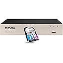 ZOSI 5MP Lite 8 Channel 4 in 1 HD TVI CCTV DVR,AI Human/Vehicle Detection,Mobile Remote Access,H.265+ 8CH 1080P Surveillance Video Recorder 1TB Hard