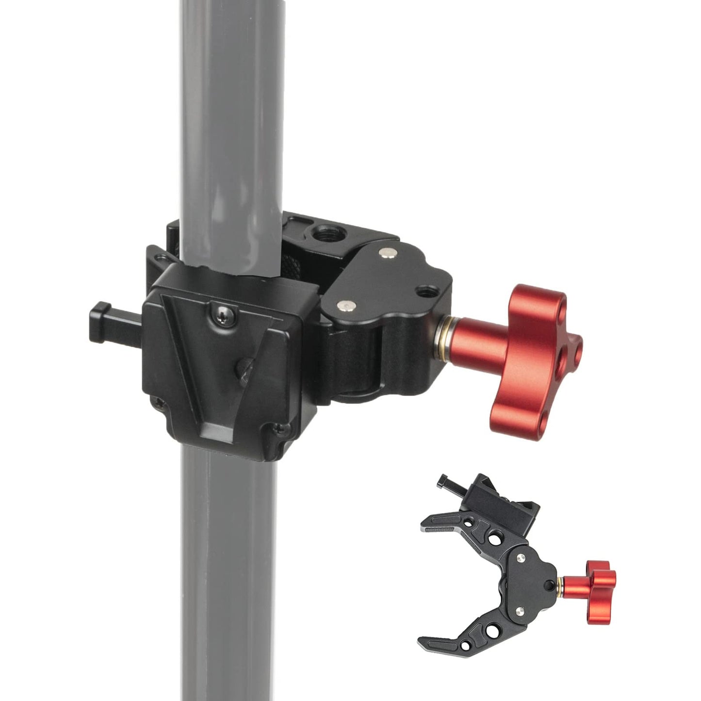 Came-TV V-Mount Battery Clamp Large Open Angle and Solid Structure Adapter with 1/4 and 3/8 inches Screw Holes Mounting to Light Stand or Tripod