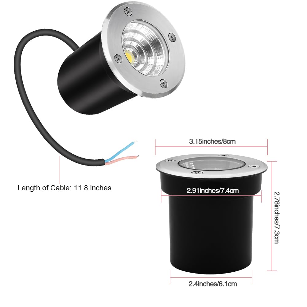 Well Lights Landscape Lighting, Low Voltage Outdoor In Ground Landscape Lights, 5W 12V-24V Waterproof Warm White 3000K Deck Light for Garden, Pathway