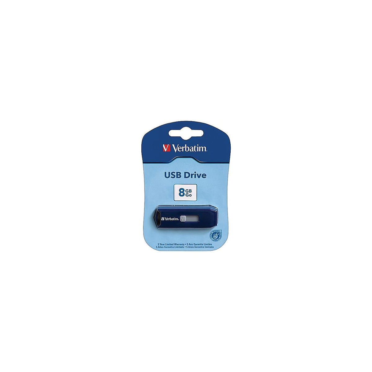 Verbatim 8GB USB 2.0 Flash Drive - Cap-Less & Universally Compatible - Blue