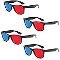 4Pcs Red and Blue 3D Glasses Universal TV Movie Dimensional Video Frame 3D Glasses DVD Game Glass 3D Style Glasses for 3D Movies Games,3D Viewing