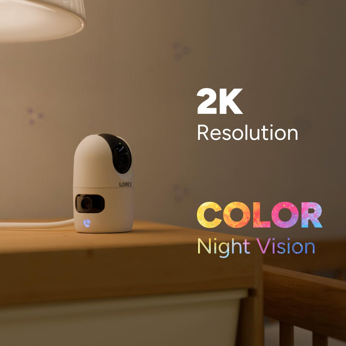 Lorex Connect 2K Indoor Dual Lens Wi-Fi 6 Camera | New Connect App | 360° Pan-Tilt | Person & Pet Detection | Color Night Vision | Instant Call |