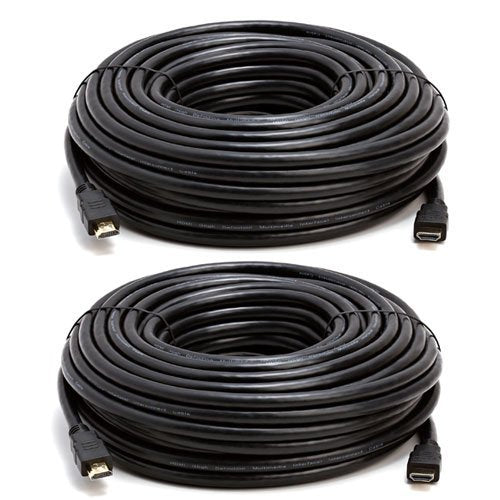 Cmple - 75 Ft HDMI 1.3 Cable 22awg CL-2 Rated for in-Wall, 1080p, Black (Pack of 2)
