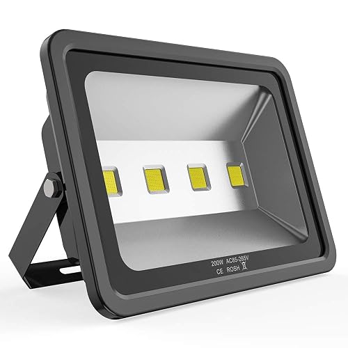 SOUTHLEVY 200W LED Flood Lights 6000K Daylight White Lighting Fixtures Super Bright 20000lm Outdoor Security Lights IP66 Waterproof 110-285V