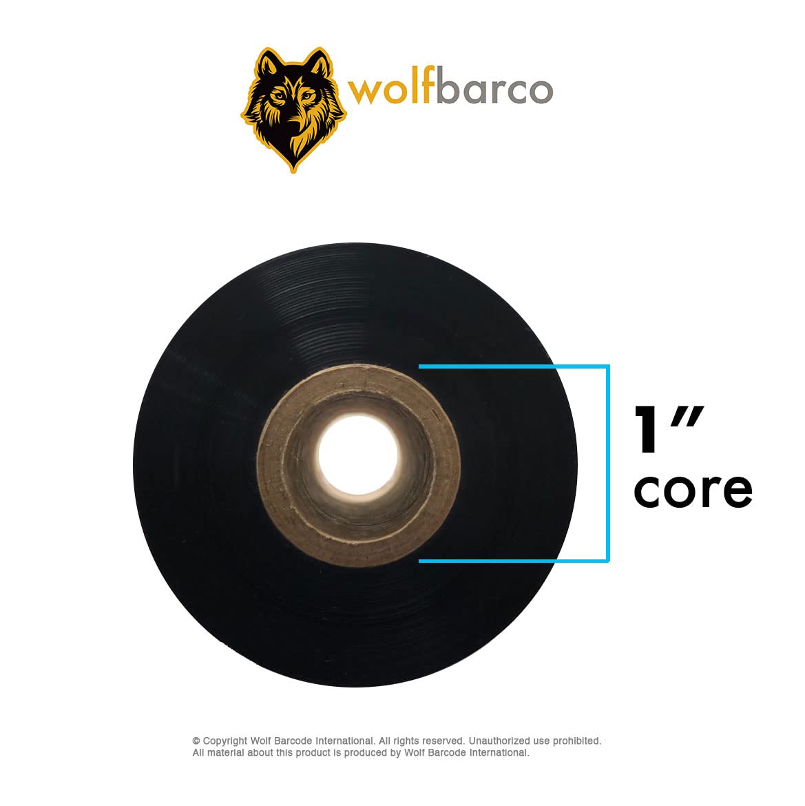 Wolfbarco 6 Rolls 4.33" x 984' (110mm x 300m) Premium Resin Enhanced Wax Thermal Transfer Ribbon 1" Core, Coated Side Out for Zebra Printers