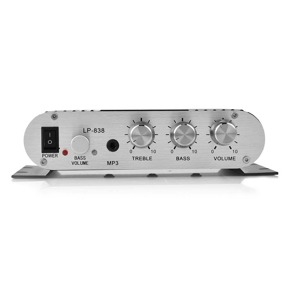 Stereo Audio Amplifier, Mini HiFi 2.1 Stereo Bass Car Home Audio Power Amplifier, Professional Digital Amp for Use on Your Carrier or at Home (Black)