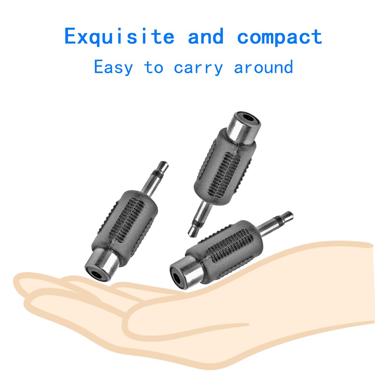 3.5mm Male to RCA Female Audio Adapter, 3-Pack, 21mm Length, Stereo Connector