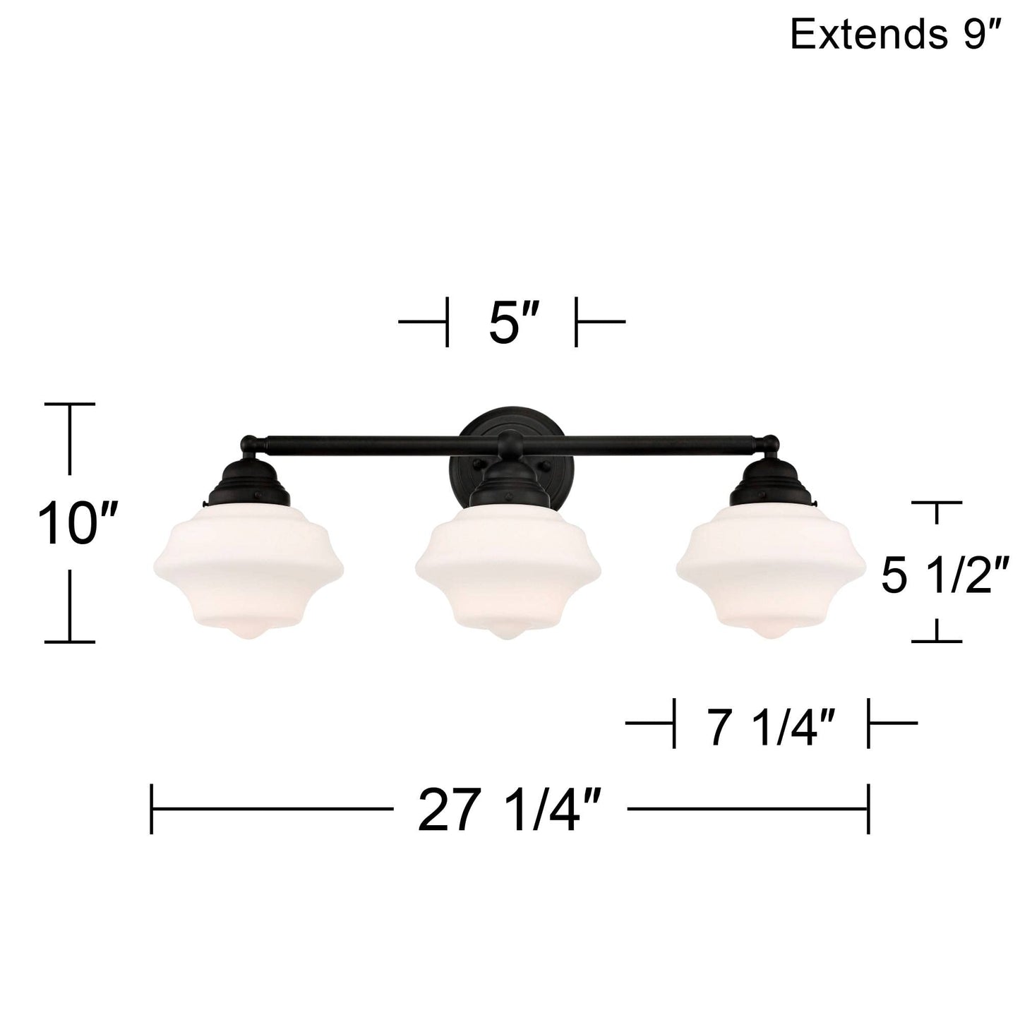 Possini Euro Design Astrid Modern Wall Light Black Metal Hardwired 27 1/4" 3-Light Fixture Opal White Glass Shade for Bedroom Bedside Bathroom Vanity