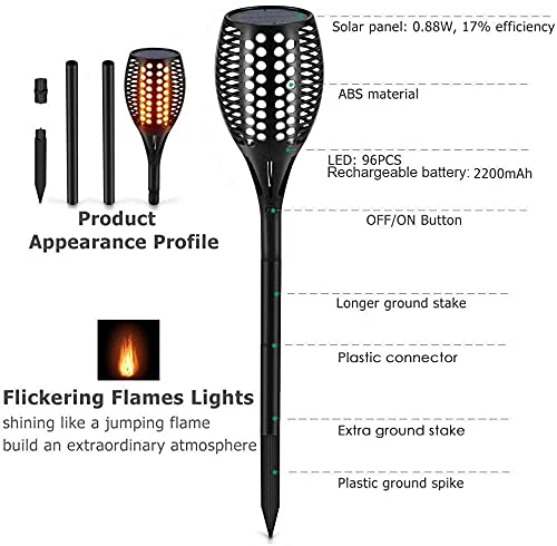 Aityvert Upgraded Larger Solar Torch Lights, Waterproof Outdoor Dancing Flames Light, Flickering Flames Garden Lights, Landscape Decoration Pathway