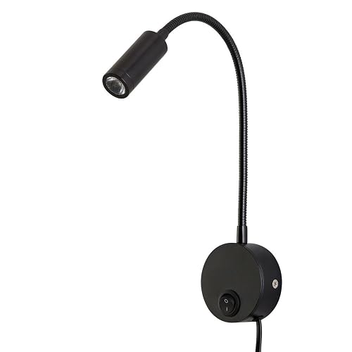 Agese Wall Mounted Reading Light Sconces Lamp LED 3W Warm White 3000K Plug Cord Black Finished 1 Piece
