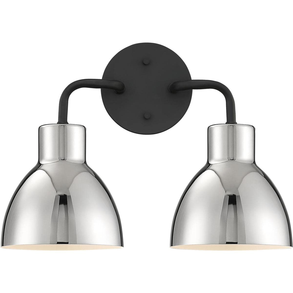 Nuvo 60/6772 Sloan 2 Light Bathroom Vanity Wall Light Fixture, Matte Black and Polished Nickel Finish