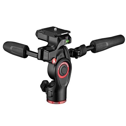 Manfrotto Befree 3-Way Live Camera Tripod Head, Aluminium, 6kg Payload, for Travel Tripods, with Foldable Handles, Fluid Drag System, for Photo