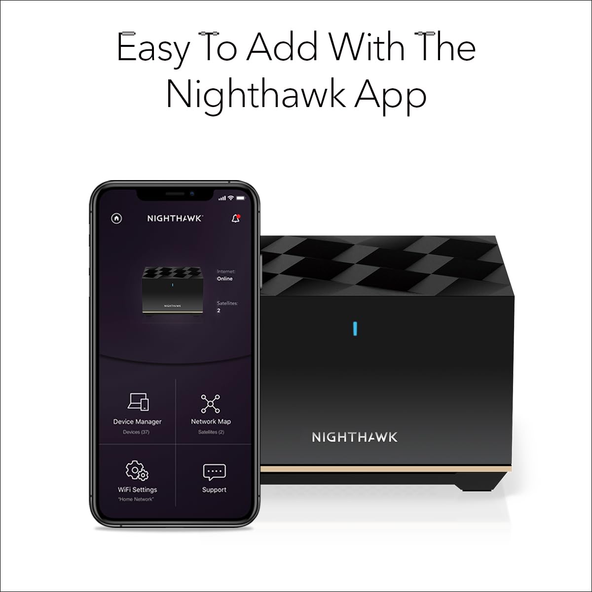 NETGEAR Nighthawk Tri-Band Whole Home Mesh WiFi 6E Add-on Satellite (MS90) - Works with Your Nighthawk MK93S System - Adds Up to 2,500 sq. ft