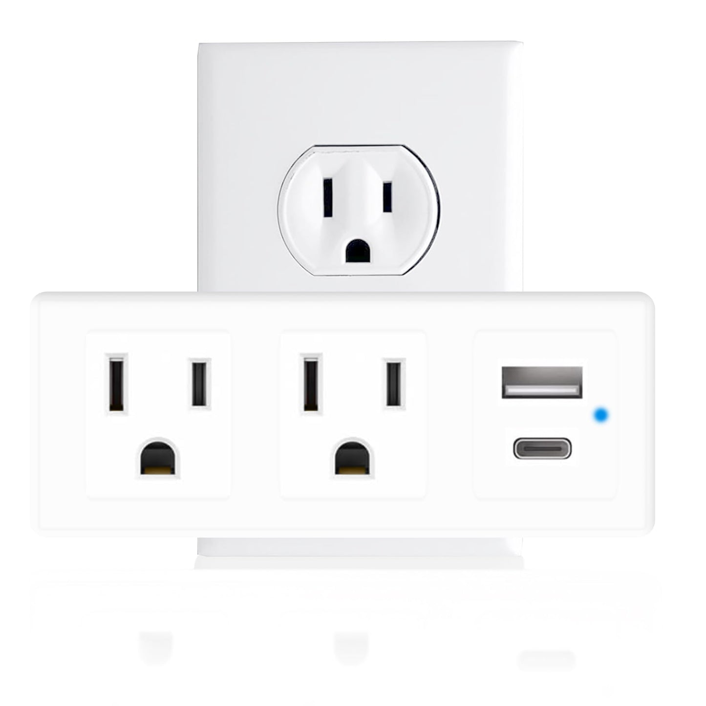 Multi Plug Wall Outlet Surge Protector with USB Ports - 2 Outlet Extender with 2 USB Ports (1 USB-C) - 300J Power Strip with Adapter Spaced Outlets