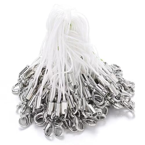ZhangyiHot 20 Pcs White Lanyard Phone Ring Strap,Cell Phone Backpack Lanyard, Lobster Clasp,Cellphone Strap Charm Cords for Cell ID Card Badge Décor