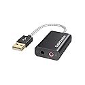 CableCreation USB Audio Adapter External Sound Card with 3.5mm Headphone and Microphone Jack Compatible with Windows, Mac, macOS, Linux, PS4, PS5