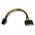 Monoprice SATA Cable - 0.67 Feet - Black | SATA 15pin to 6pin PCI Express Card Power Cable, Black