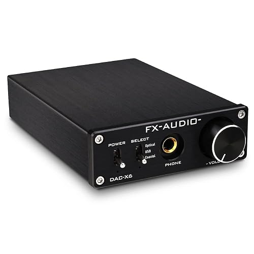 FX-Audio DAC-X6 Headphone amp Mini HiFi 2.0 Digital Audio Decoder DAC Input USB/Coaxial/Optical Output RCA/Headphone Amplifier 24Bit/96KHz DC12V
