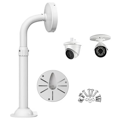 J-Shaped Dome Camera Mount, 11.8"-23.6" Telescopic Adjustable Bracket, Heavy-Duty Aluminum Alloy Wall/Ceiling Mount for Indoor/Outdoor CCTV Security