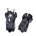 Toptekits Euro US Plug Adapter,USA NEMA 5-15R Receptacle to European EU Schuko CEE 7 Power Converter, US EU Plug Adaptor, European USA Plug Adapter…