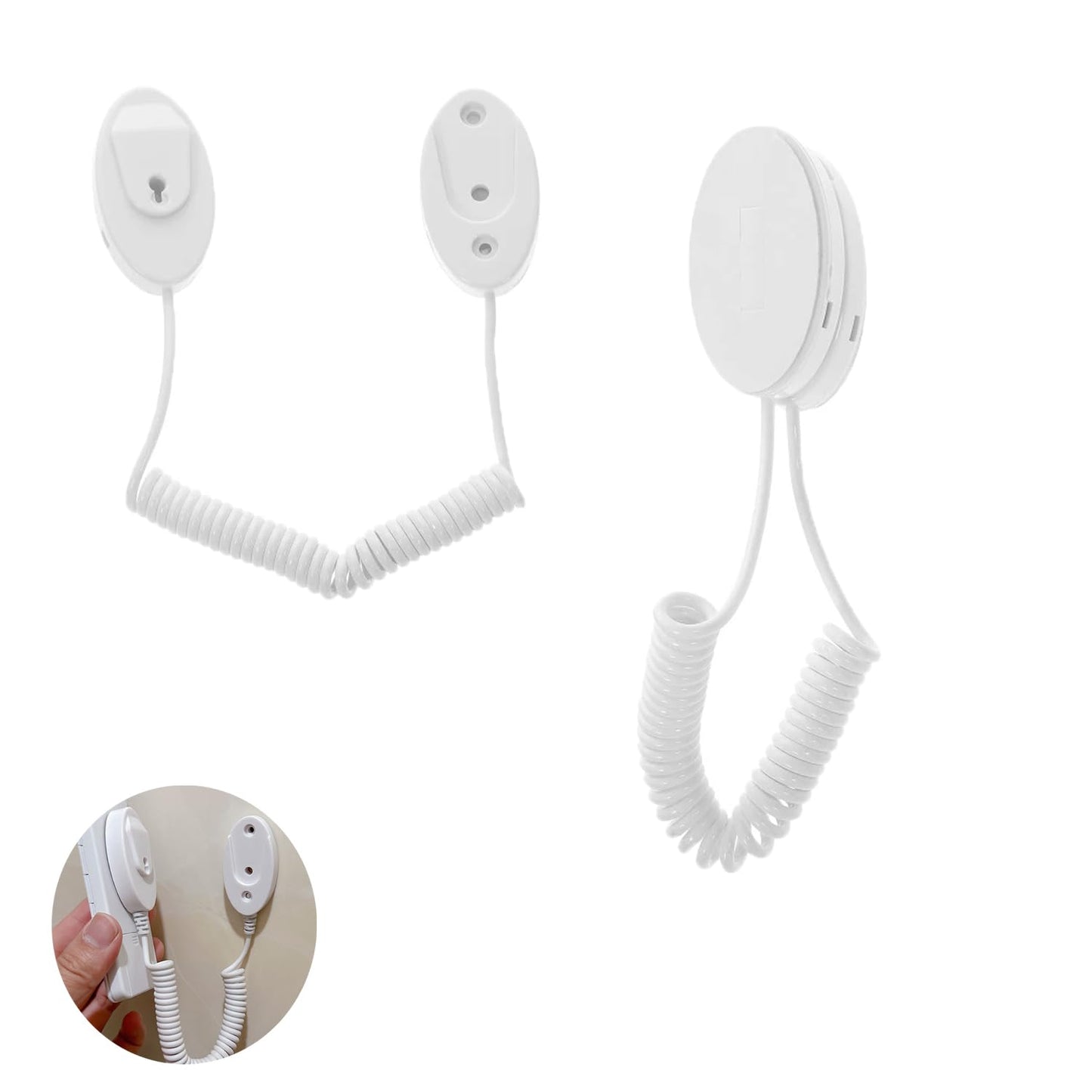 UtySty 2 Pack Remote Control Tether Cord Safety Lock with Retaining Curly String Spring Leash Wall Mounted Sticker Holder for TV Box Air Conditioning