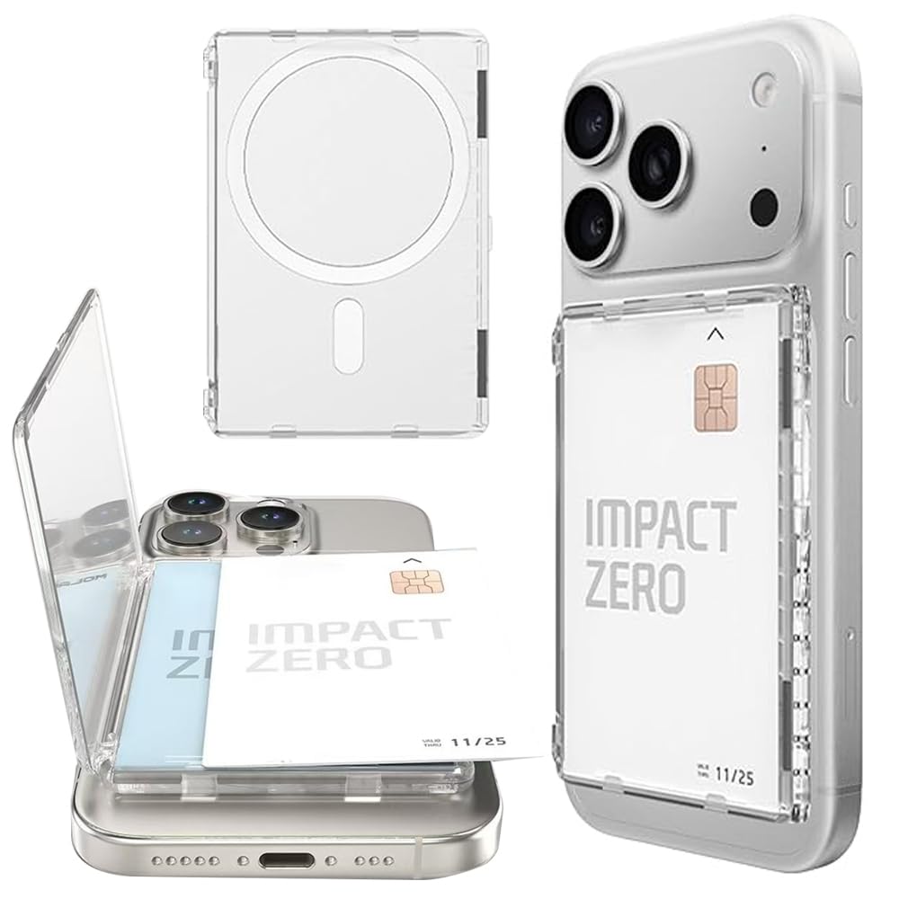 YxtTradeco MagSafe Compatible Wallet with Stand,Slim Clear Magnetic Card Holder (2 Cards),Strong Snap-On Phone Wallet for iPhone 17/16/15/14/13/12