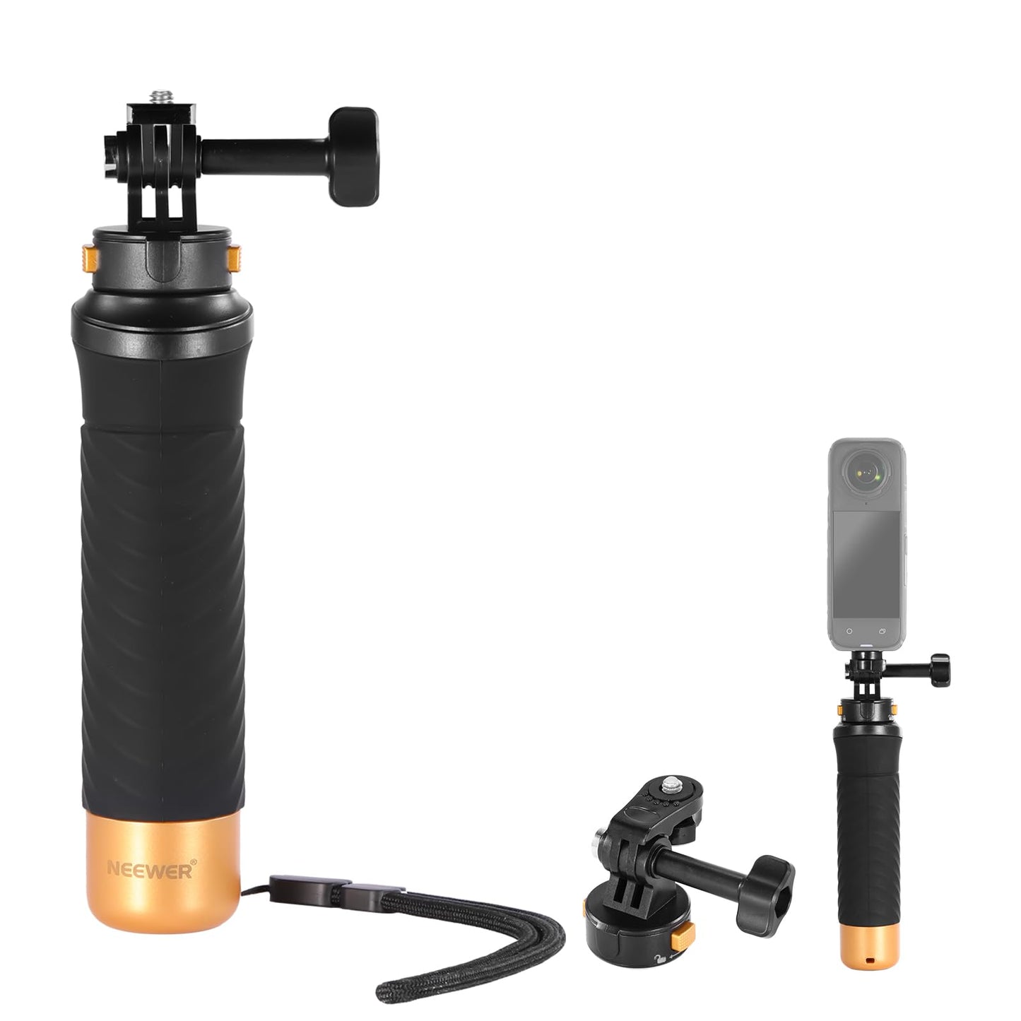 Neewer Floating Hand Grip for Action Camera with Quick Release Mount Adapter, 1/4" Screw Adapter & Wrist Strap, Underwater Handle Stick Accessories