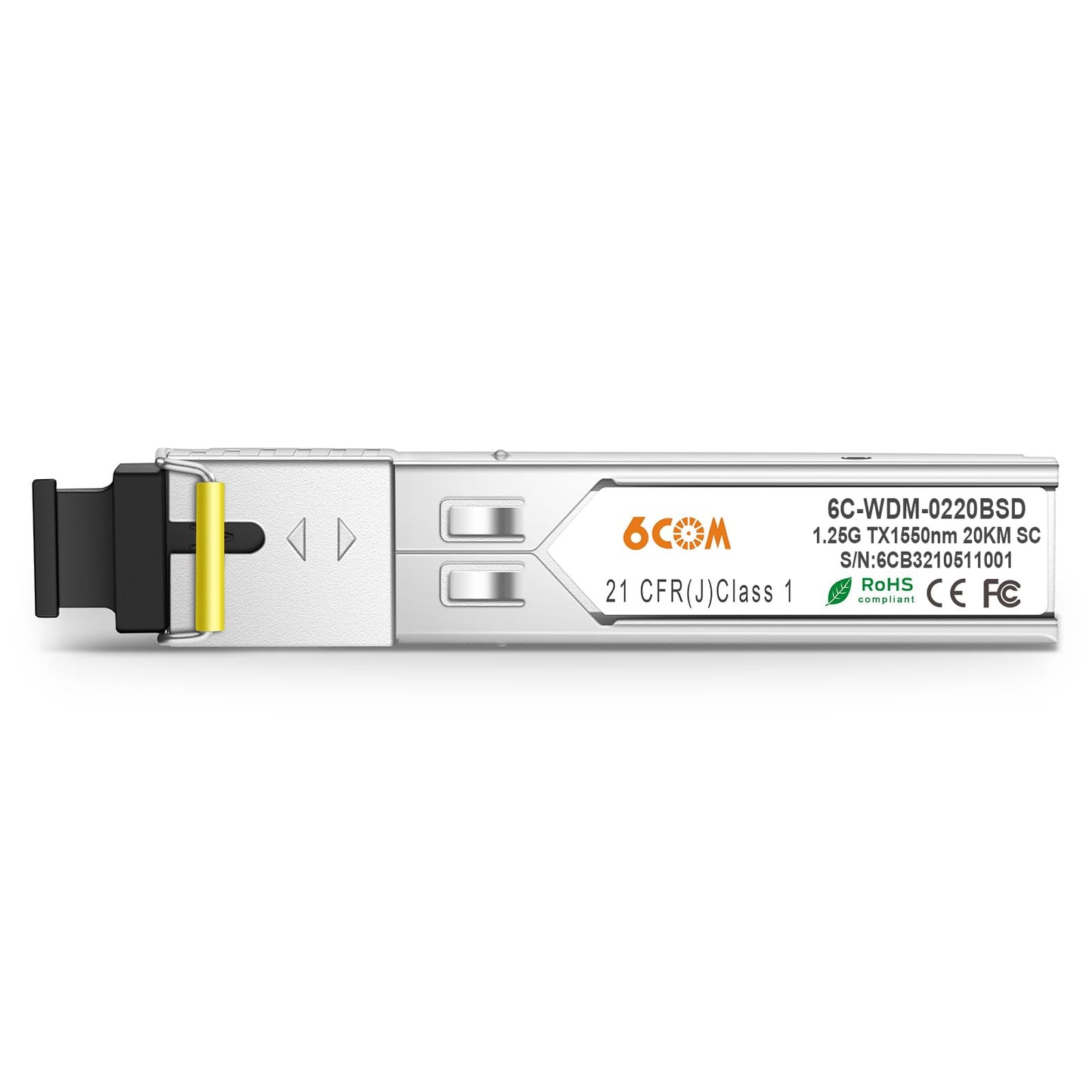 6COMGIGA A Pair of 1.25G SFP SC Connector Bidi Transceiver, 1000Base-BIDI SFP 1310nm/1550nm SMF Transceiver, up to 20km, Compatible with Cisco