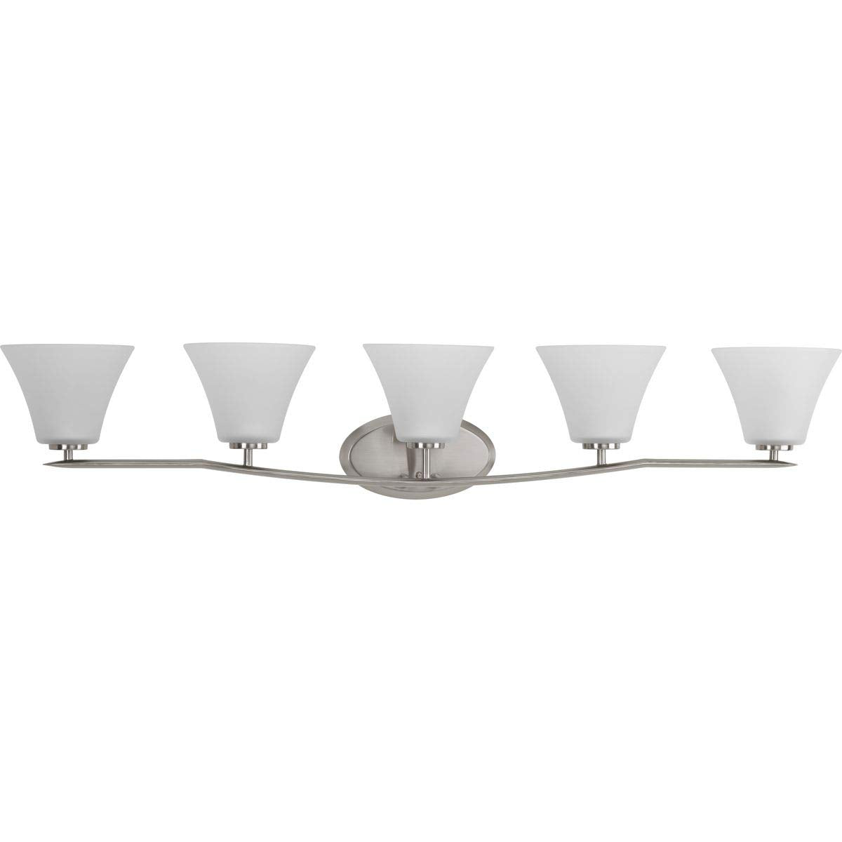 Progress Lighting P2016-09 Bravo 5-Lt. Bath and Vanity Fixture with Etched glass shades,Brushed Nickel