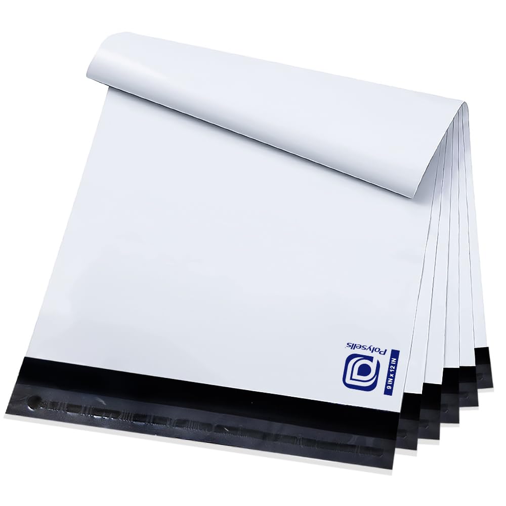 POLYSELLS 100 pack 9x12 Inch Poly Mailers Shipping Envelopes, Strong Adhesive Sealing, Waterproof, and Tear-resistant Postal Mailing Bags
