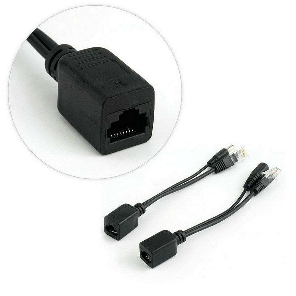 EB-LINK 2 Pair PoE Adapter Cable RJ45 Passive PoE Injector and PoE Splitter Kit with 5.5x2.1 mm DC Connector Passive Power Over Ethernet 12v