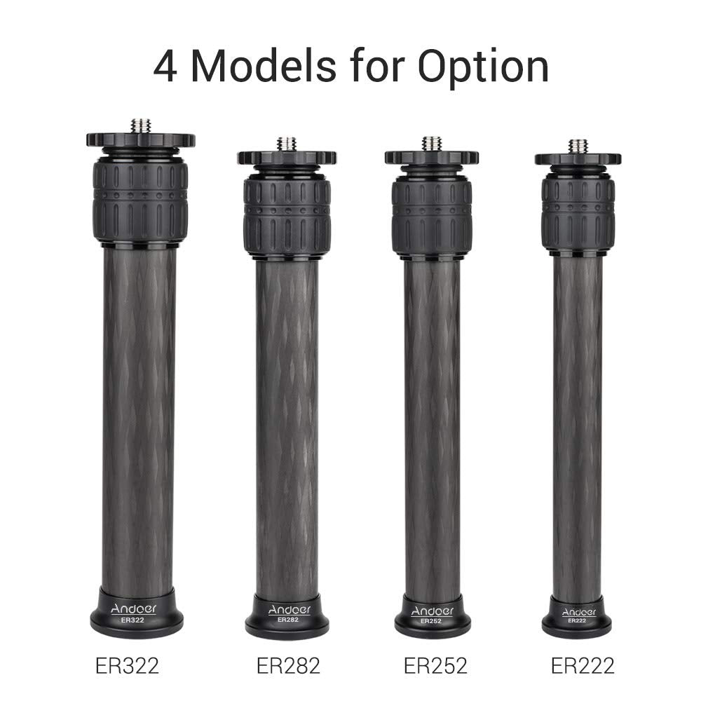 Andoer ER252 Tripod Extender Tube, 2-Section 25mm/ 0.98(Diameter) Carbon Fiber Center Column Extension Tube, Compatible with All Zhiyun, FeiyuTech