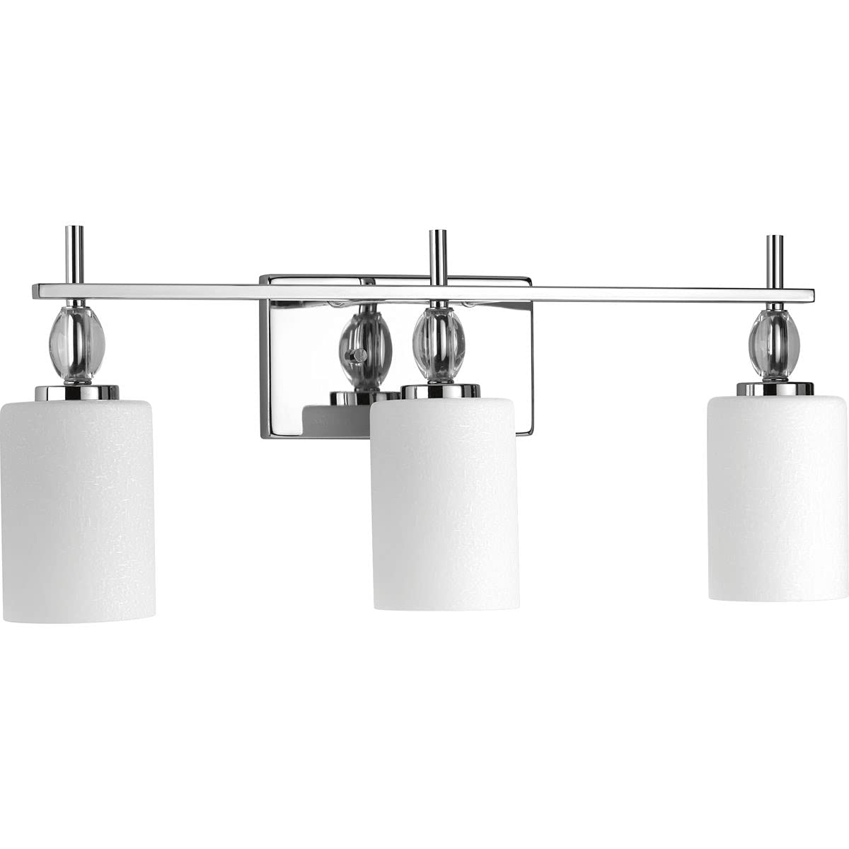 Progress Lighting Status Collection 3-Light Etched Linen Glass Coastal Bath Vanity Light Polished Chrome