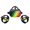 MightySkins Carbon Fiber Skin for Oculus Quest - Rasta Rainbow | Protective, Durable Textured Carbon Fiber Finish | Easy to Apply, Remove, and Change