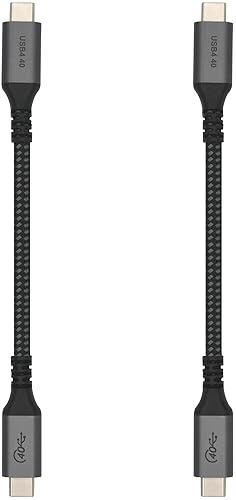 Vebner 6-Inch Extra Short USB4 Cable - 40Gbps Supports 100W (20V, 5A) Charging - Compatible with Thunderbolt 3 and USB-C (2-Pack)