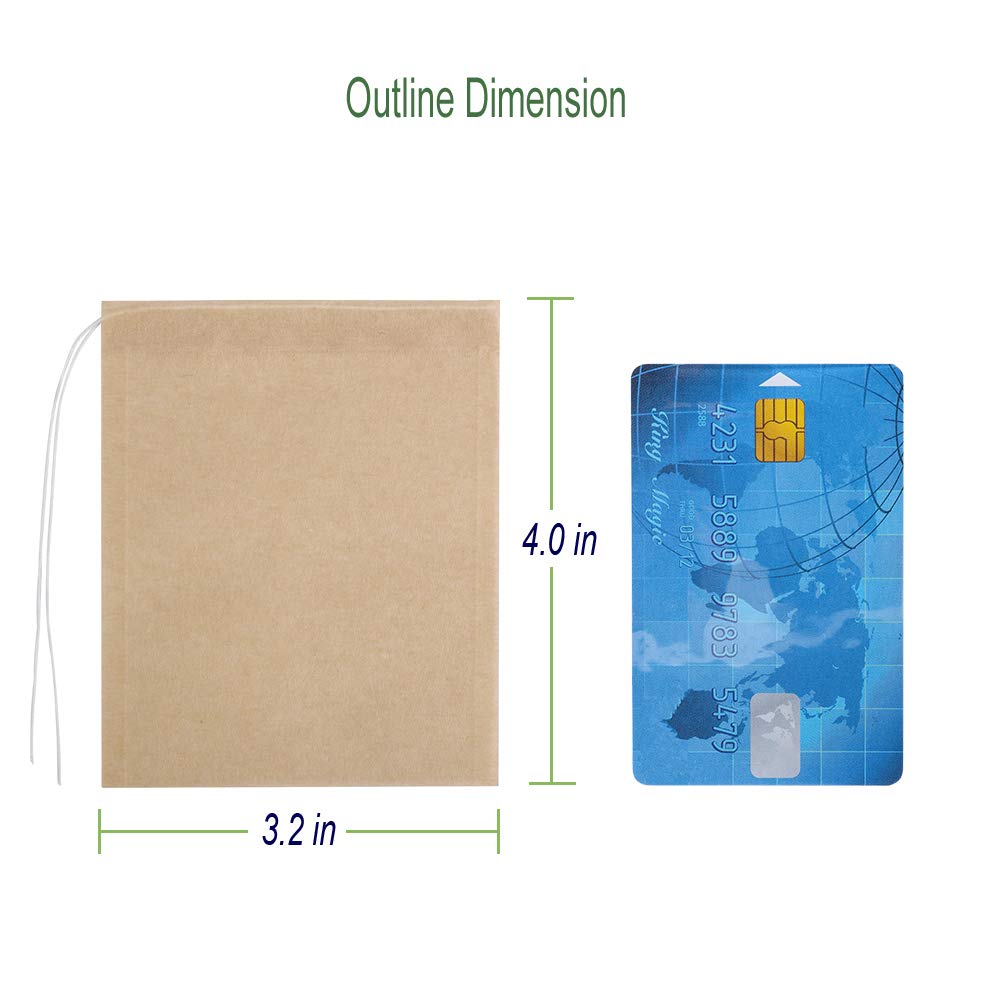 Aksuaple 100-Pack Eco-Fil Disposable Tea Filter Bags – Biodegradable, Compostable Wood Pulp, Unbleached Loose Tea Infuser Sachets with Drawstring