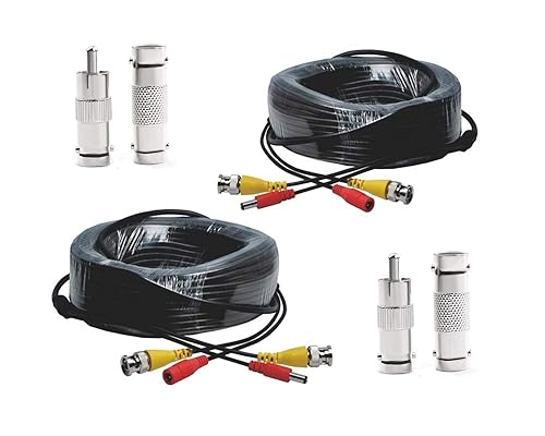 50 Feet BNC Video Power Cable BNC All-in-One Extension Security Camera Cable Wire Cord for CCTV Camera DVR Surveillance System Pack of 2