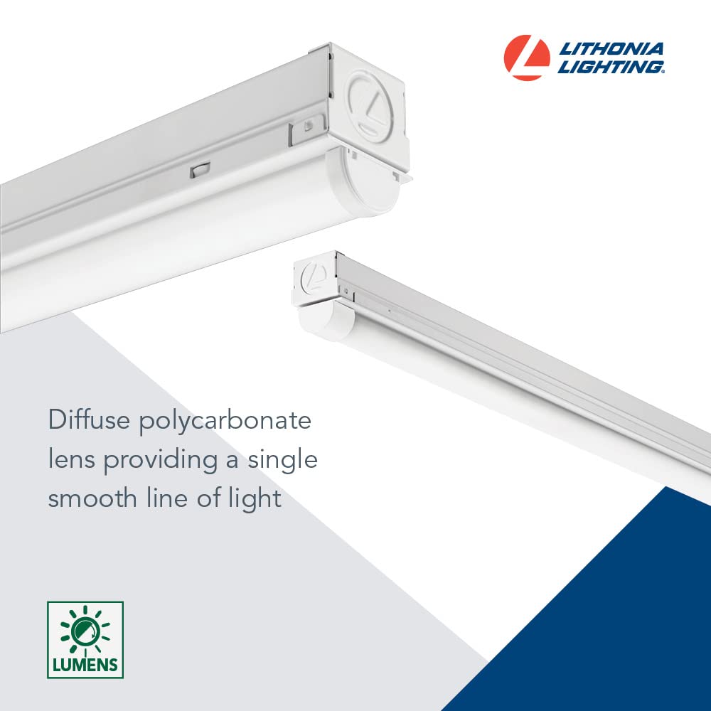 Lithonia Lighting 1 Light LED Strip Light, 2 Foot LED Ceiling Lighting Fixture, 1250 Lumens, 4000K, 80CRI, 11W, Kitchen and Garage Use (MNSL L23 1LL