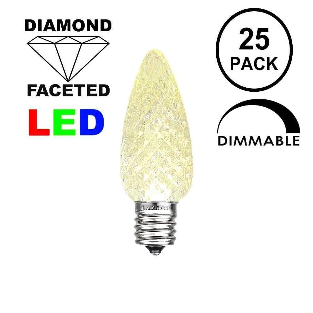 Novelty Lights 25 Foot C7 LED Outdoor Lighting Patio Christmas String Lights, Warm White, Green Wire, 25 Bulbs