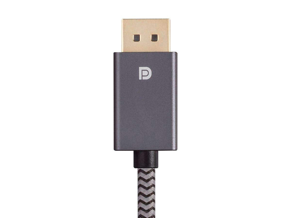 Monoprice DisplayPort 1.4 EasyPlug Nylon Braided Cable - 32.4 Gbps, 8K@60Hz, DPCP, HDCP, 3D Video, 6 Feet, Gray