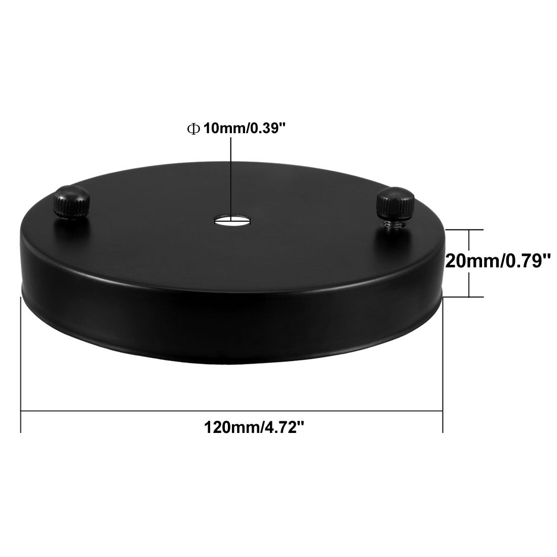 uxcell Retro Ceiling Light Plate Pointed Base Chassis Disc Pendant Accessories 120mmx20mm Black with Screw 37mm Mounting Distance